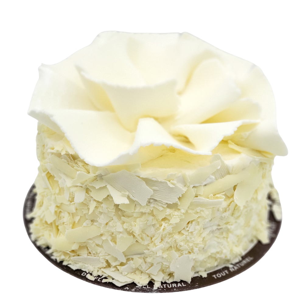 White Chocolate Mousse Cake with White Ruffle