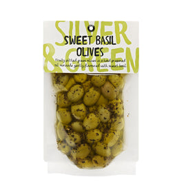 Silver & Green Sweet Basil Olives 220g