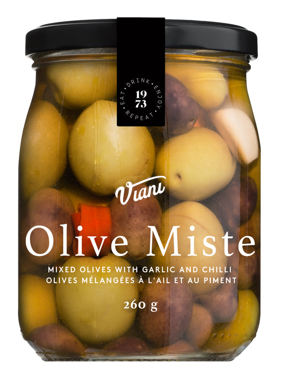 Viani Mixed Olives with Garlic and Chilli 260g