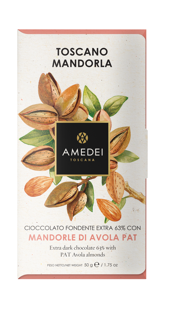 Amedei Toscano Mandorla 63% Extra Dark Chocolate with Almonds