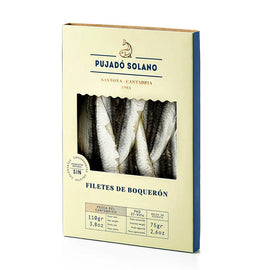 Pujado Solano White Anchovies marinated in Sunflower Oil 110g