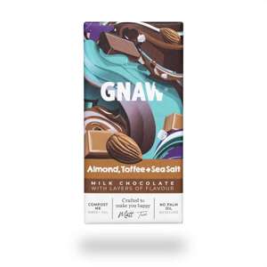 Gnaw Almond Toffee and Sea Salt Milk Chocolate Bar