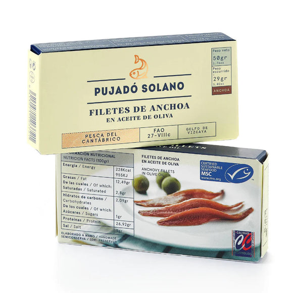 Pujado Solano Cantabric Anchovy Fillets in Olive Oil 50g