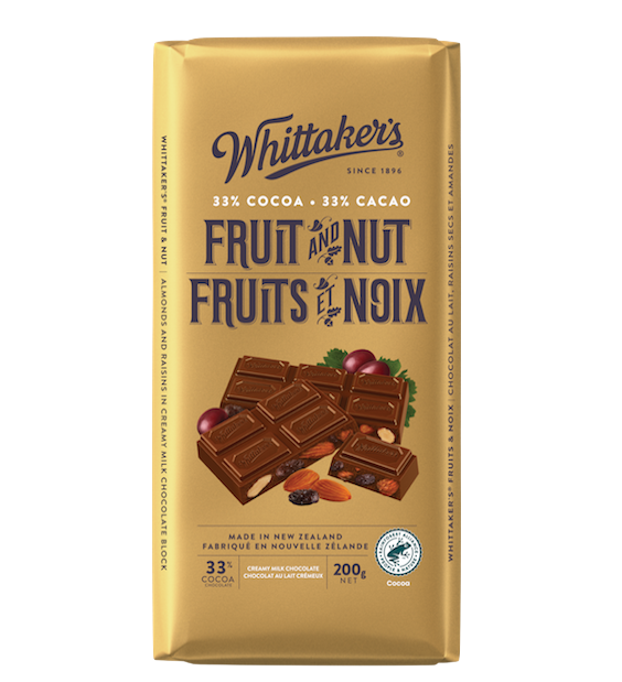 Whittaker's Fruit & Nut Milk Chocolate Bar 200g